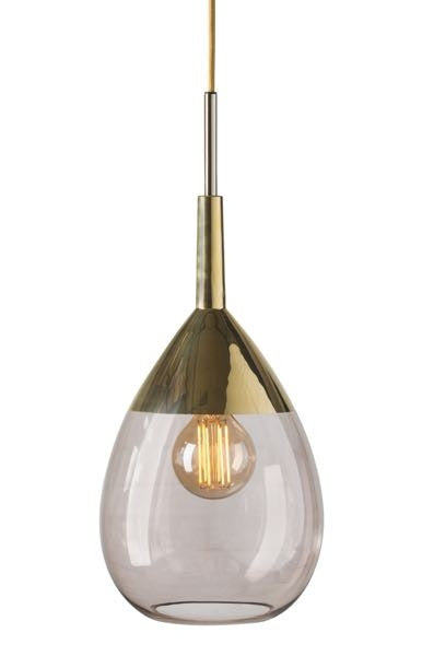 Lute M pendant lamp, Obsidian / Gold, H49 cm