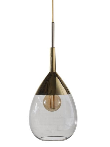 Lute M pendant lamp, Smokey Grey / Gold, H49 cm