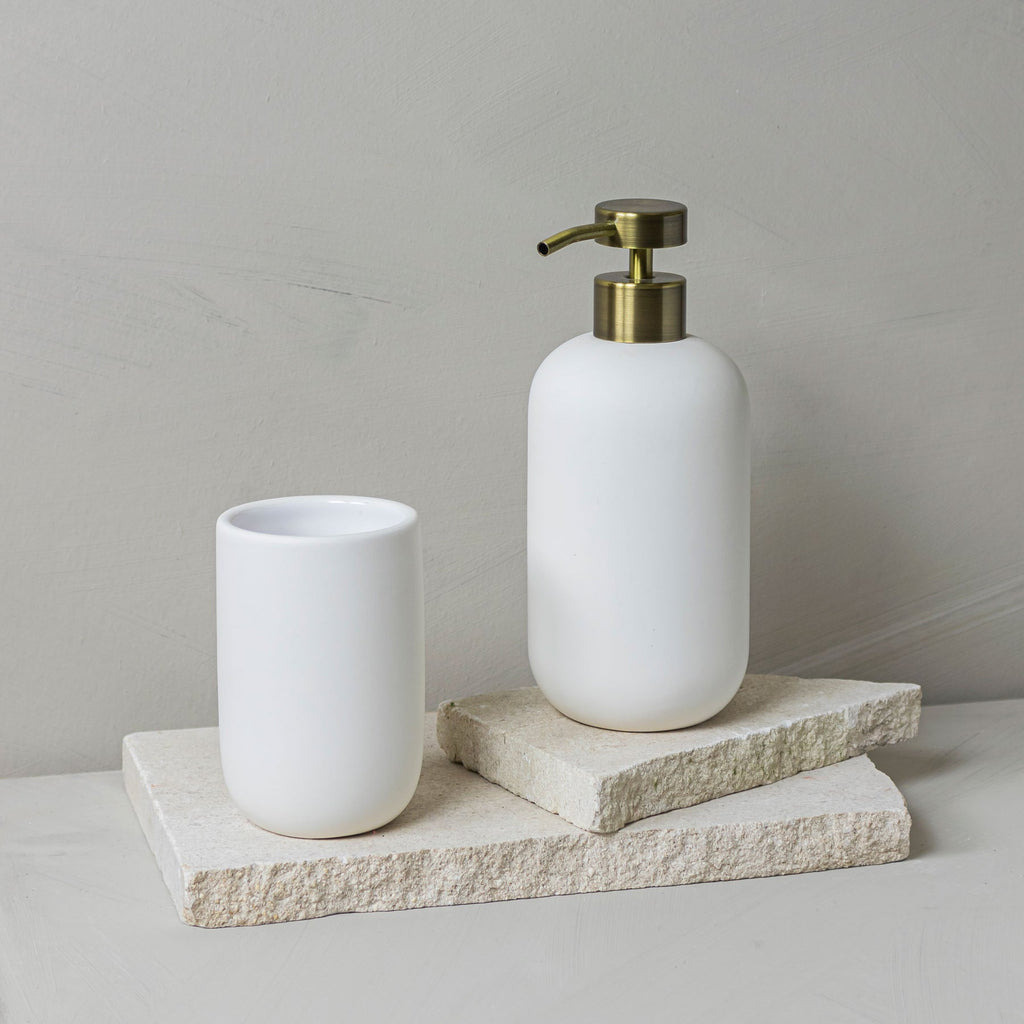 Lotus White soap dispenser