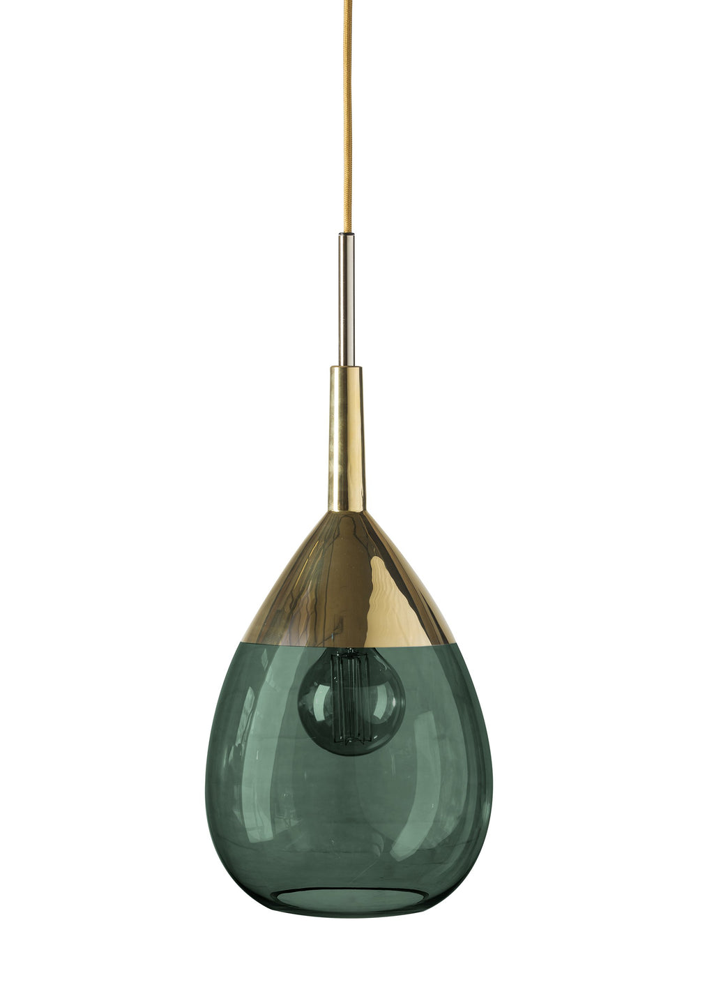 Lute M Ivy Green / Gold pendant lamp, H49 cm