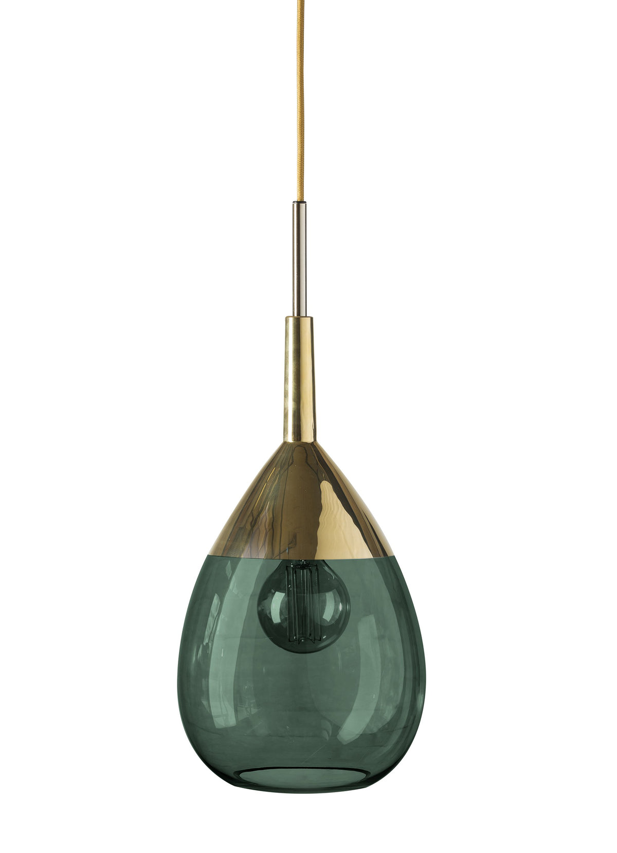 Lute M Ivy Green / Gold pendant lamp, H49 cm