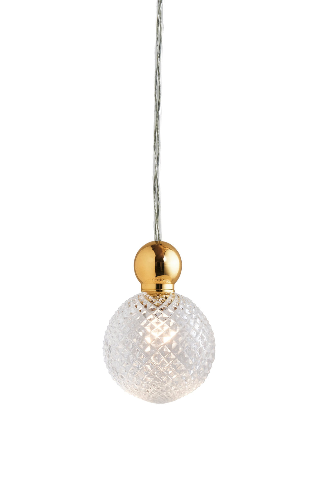 Uva M Crystal Mini Check / Gold pendant lamp, Ø7 cm