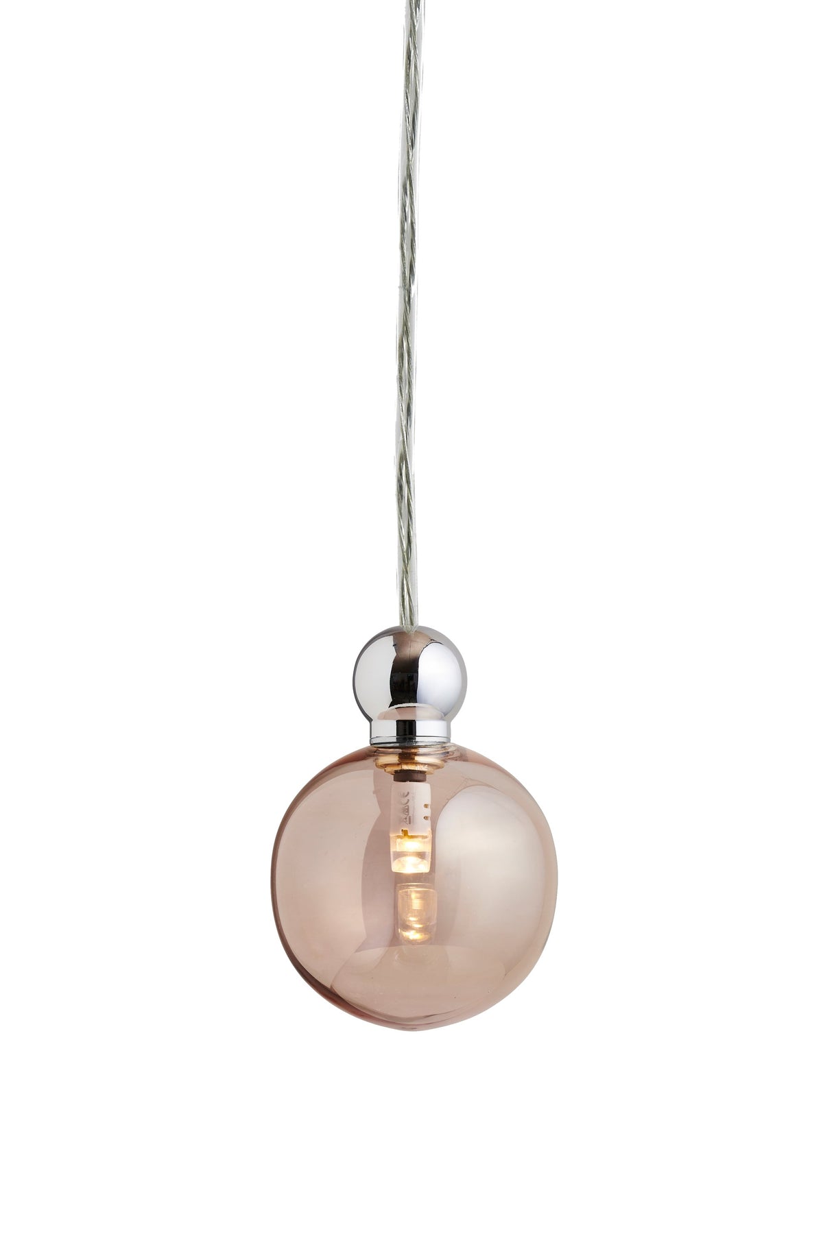 Uva M Obsidian / Silver pendant lamp, Ø7 cm