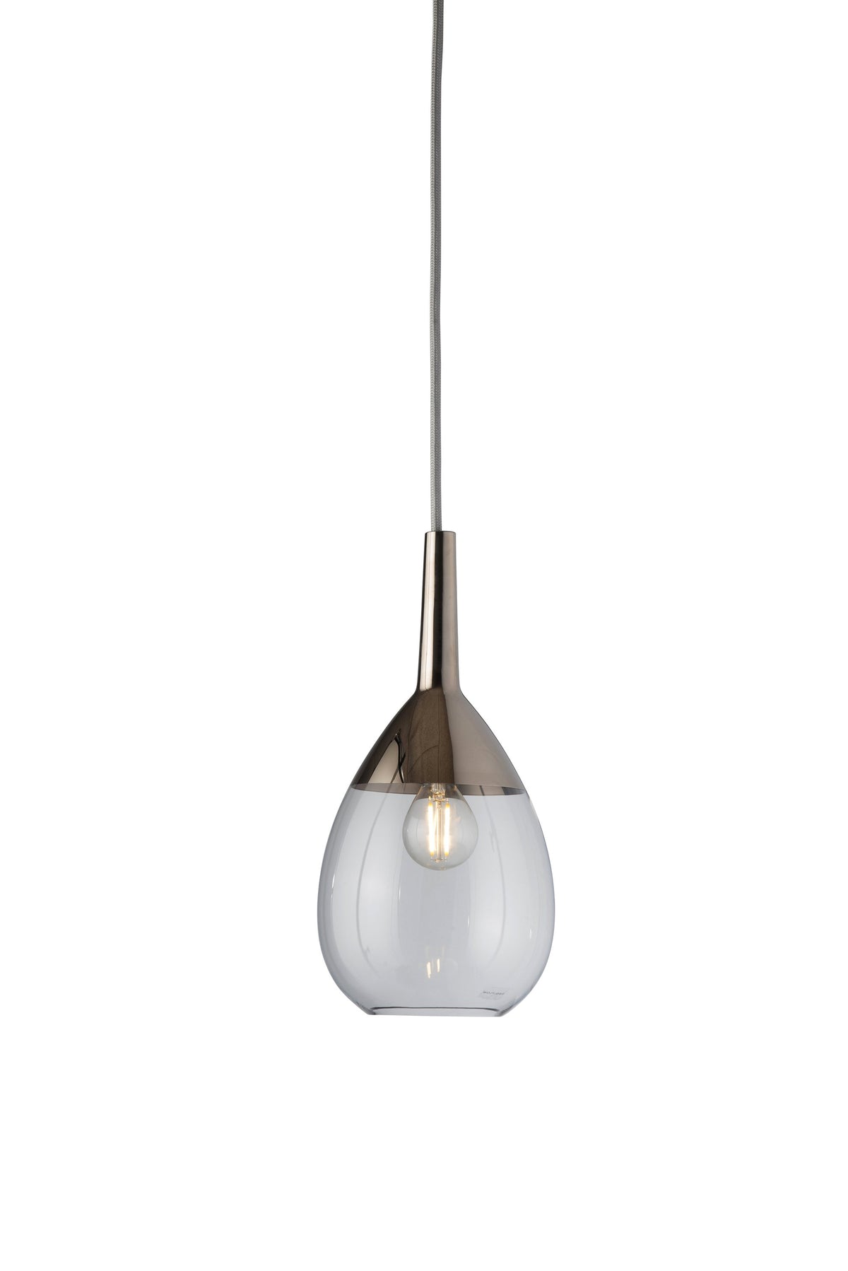 Lute S Clear / Platinum pendant lamp, H27 cm