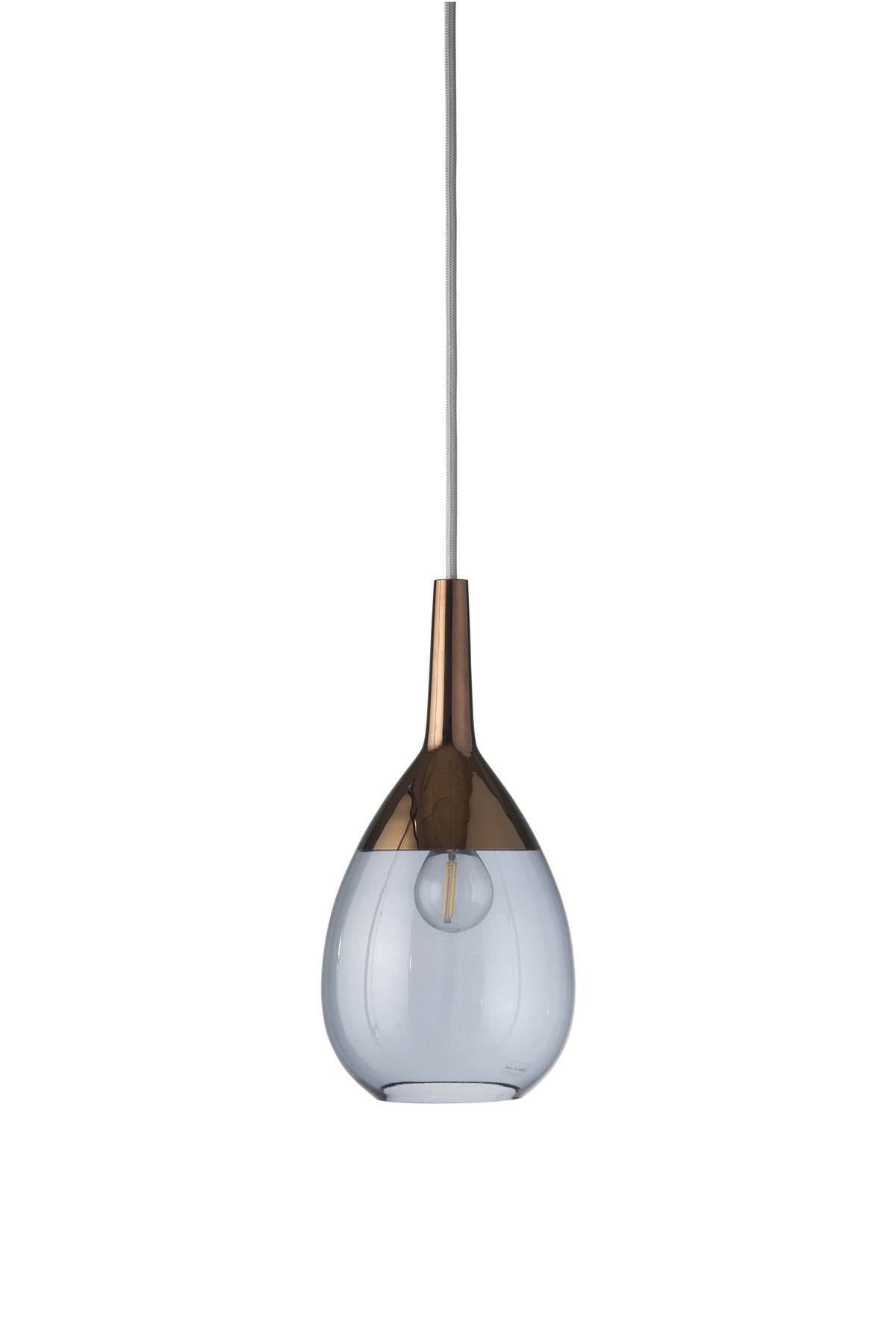 Lute S pendant lamp, Deep Blue / Copper, H27 cm