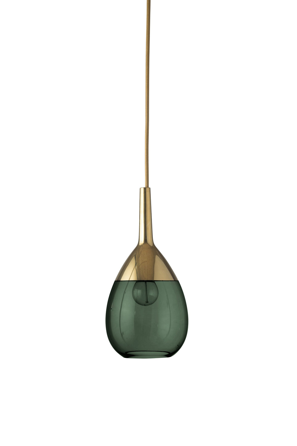 Lute S Ivy Green / Gold pendant lamp, H27 cm