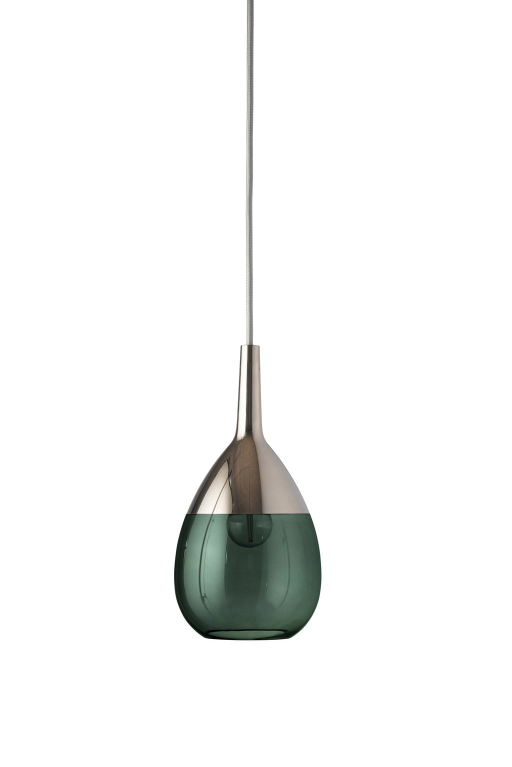 Lute S Ivy Green / Platinum pendant lamp, H27 cm