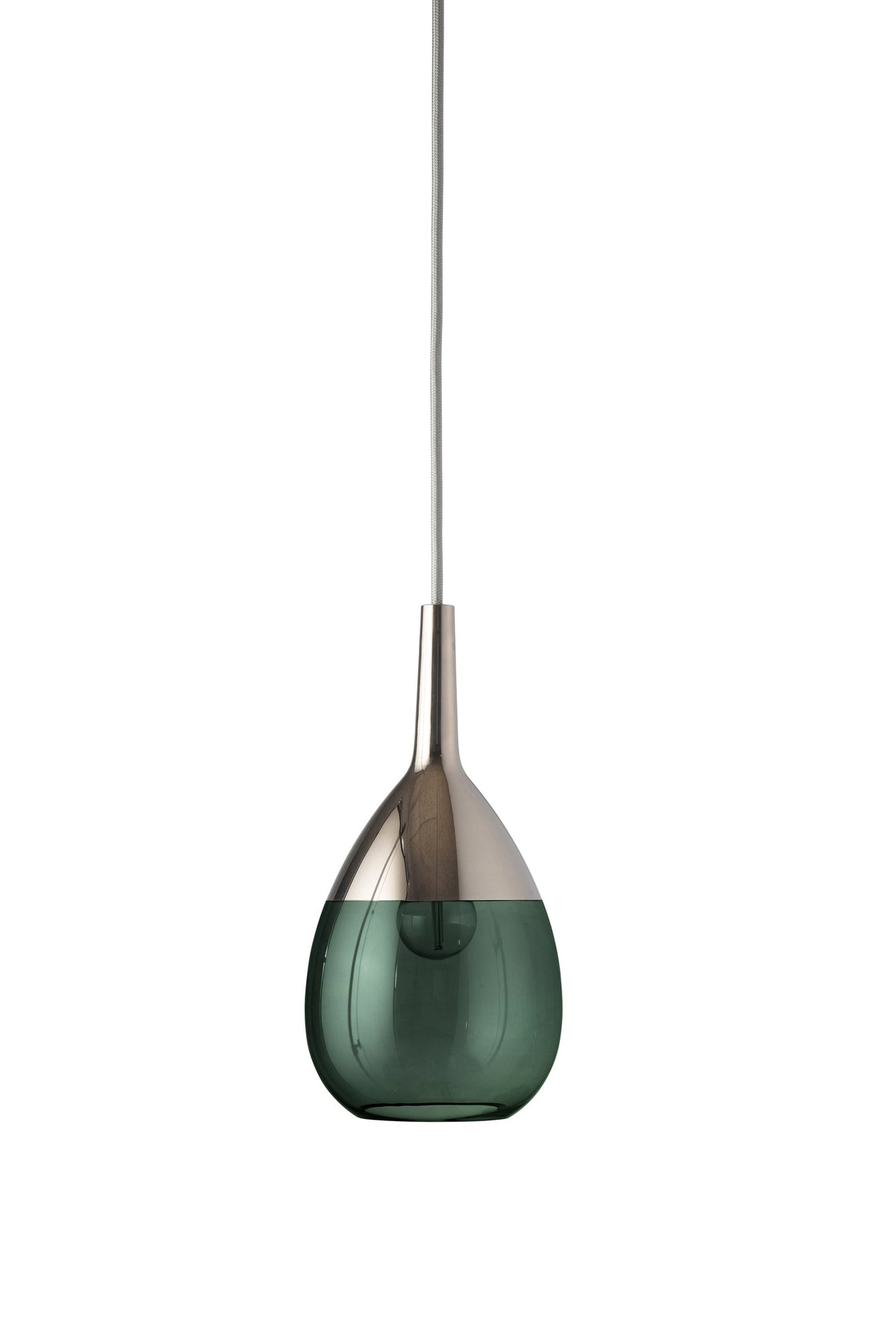 Lute S Ivy Green / Platinum pendant lamp, H27 cm