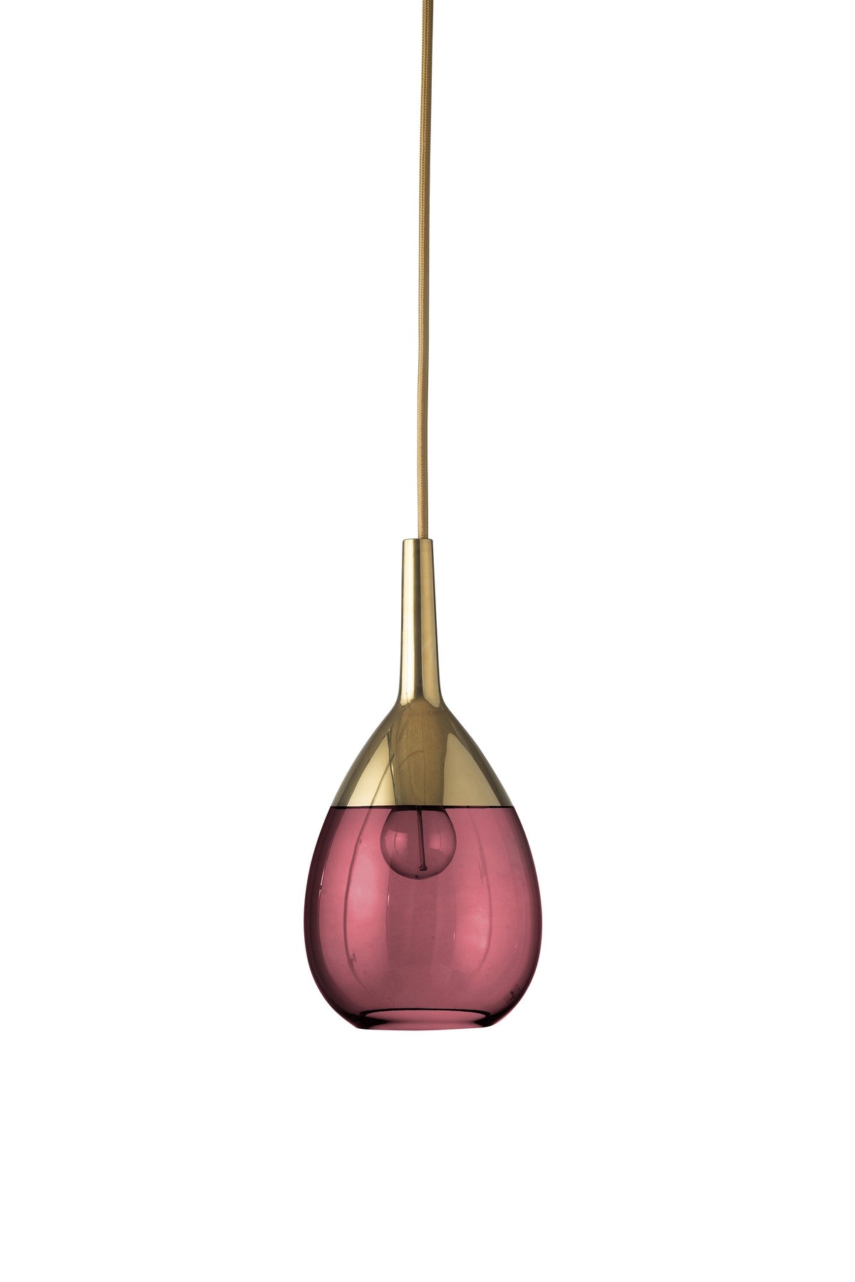 Lute S Ruby / Gold pendant lamp, H27 cm