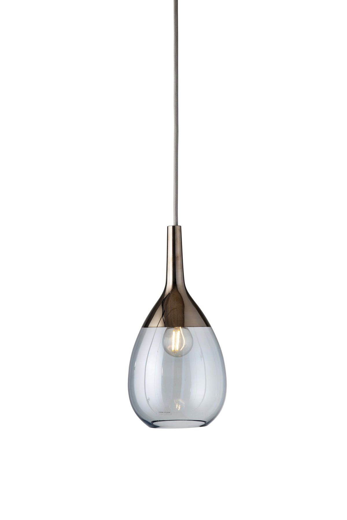 Lute S Topaz Blue / Platinum pendant lamp, H27 cm