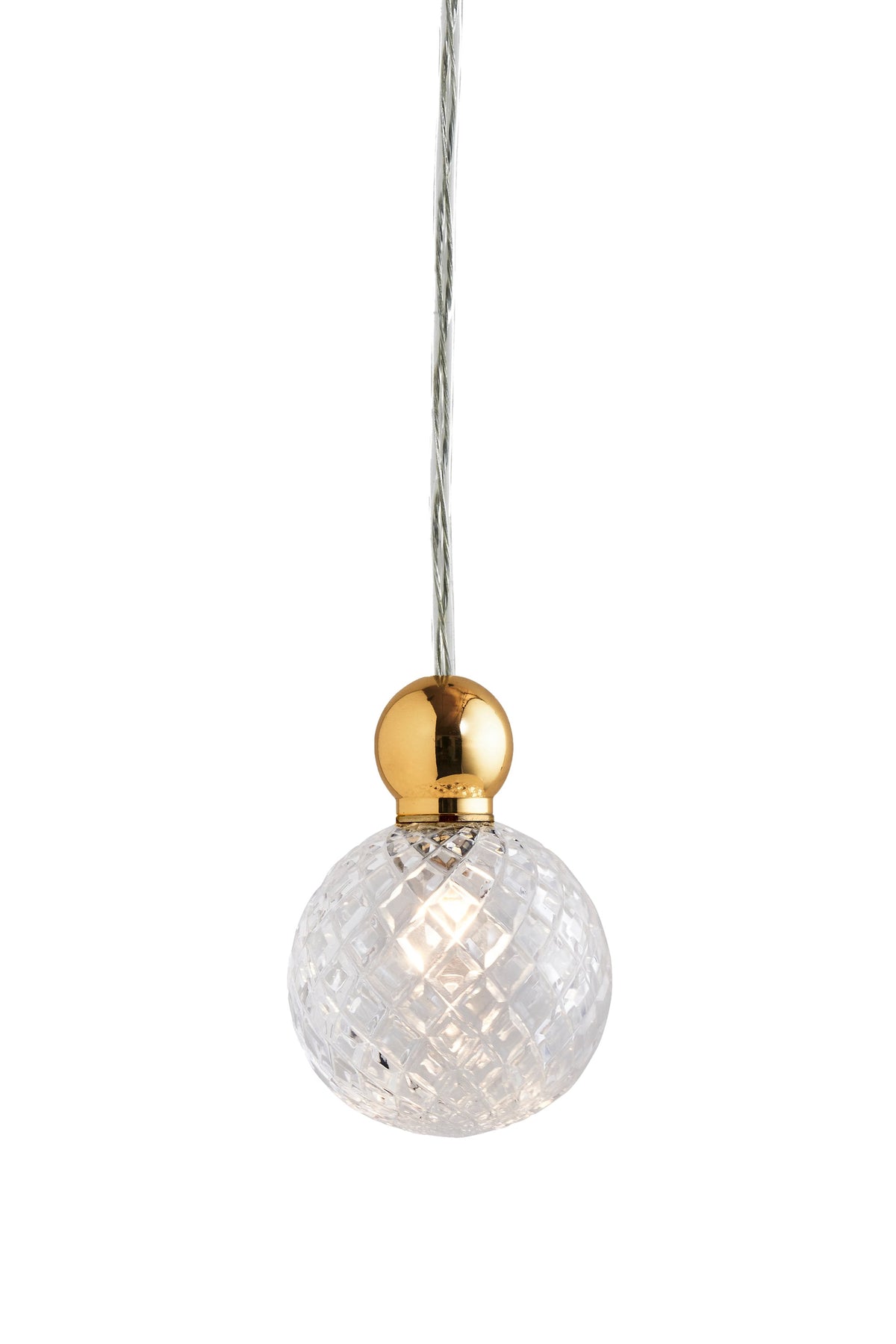 Pakabinamas šviestuvas Uva M Crystal Small Check / Gold, Ø7 cm
