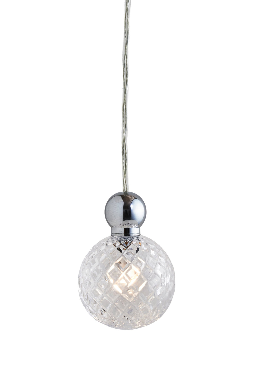 Uva M Crystal Small Check / Silver pendant lamp, Ø7 cm
