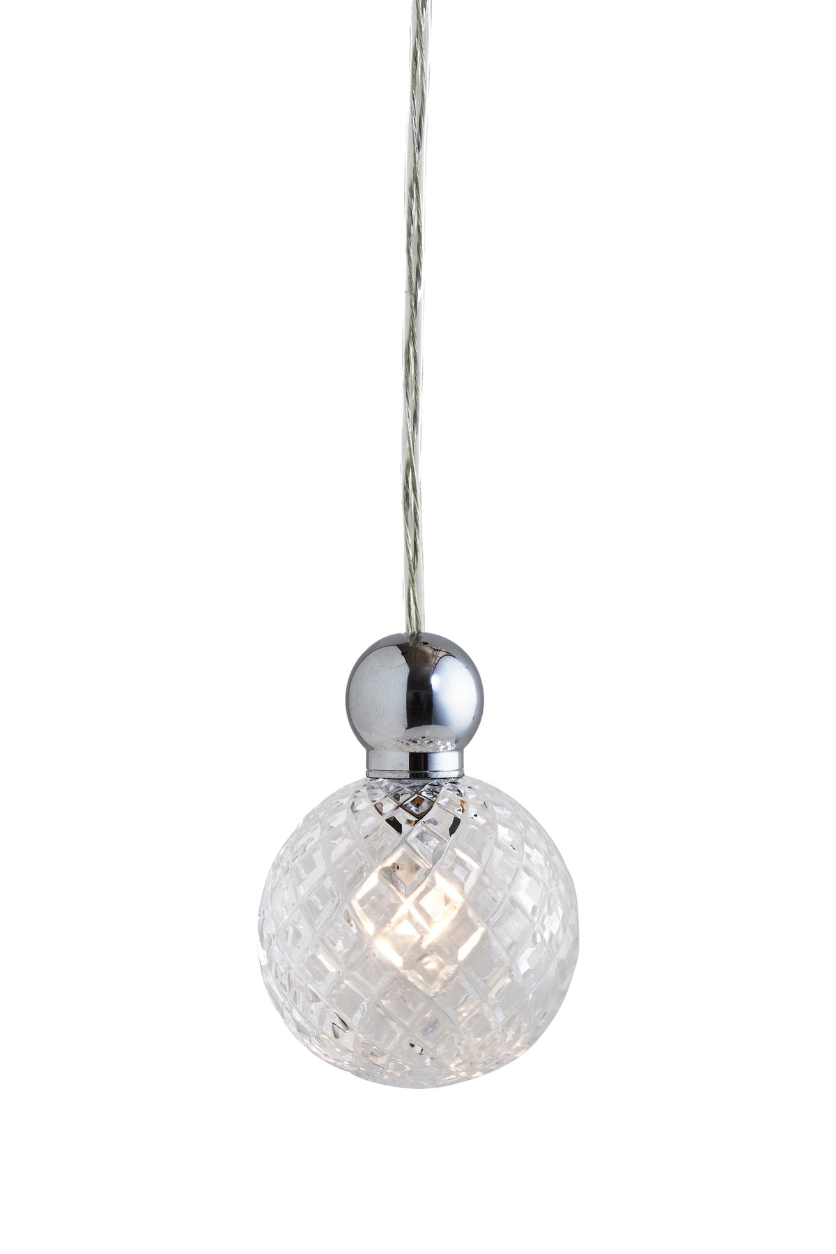 Uva M Crystal Small Check / Silver pendant lamp, Ø7 cm