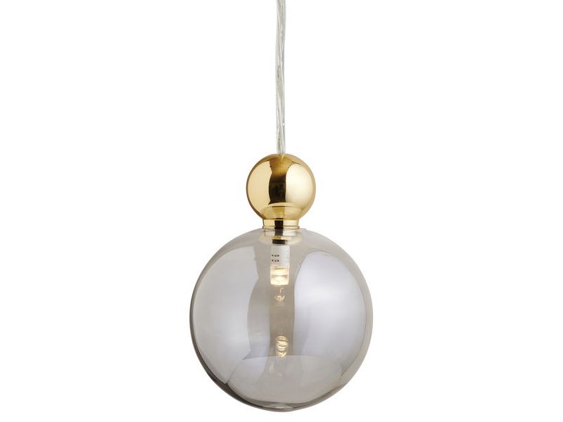 Uva L Smokey Grey / Gold pendant lamp, Ø10 cm