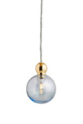 Uva M Topaz Blue / Gold pendant lamp, Ø7 cm