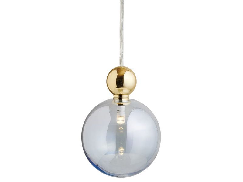 Uva L Topaz Blue / Gold pendant lamp, Ø10 cm