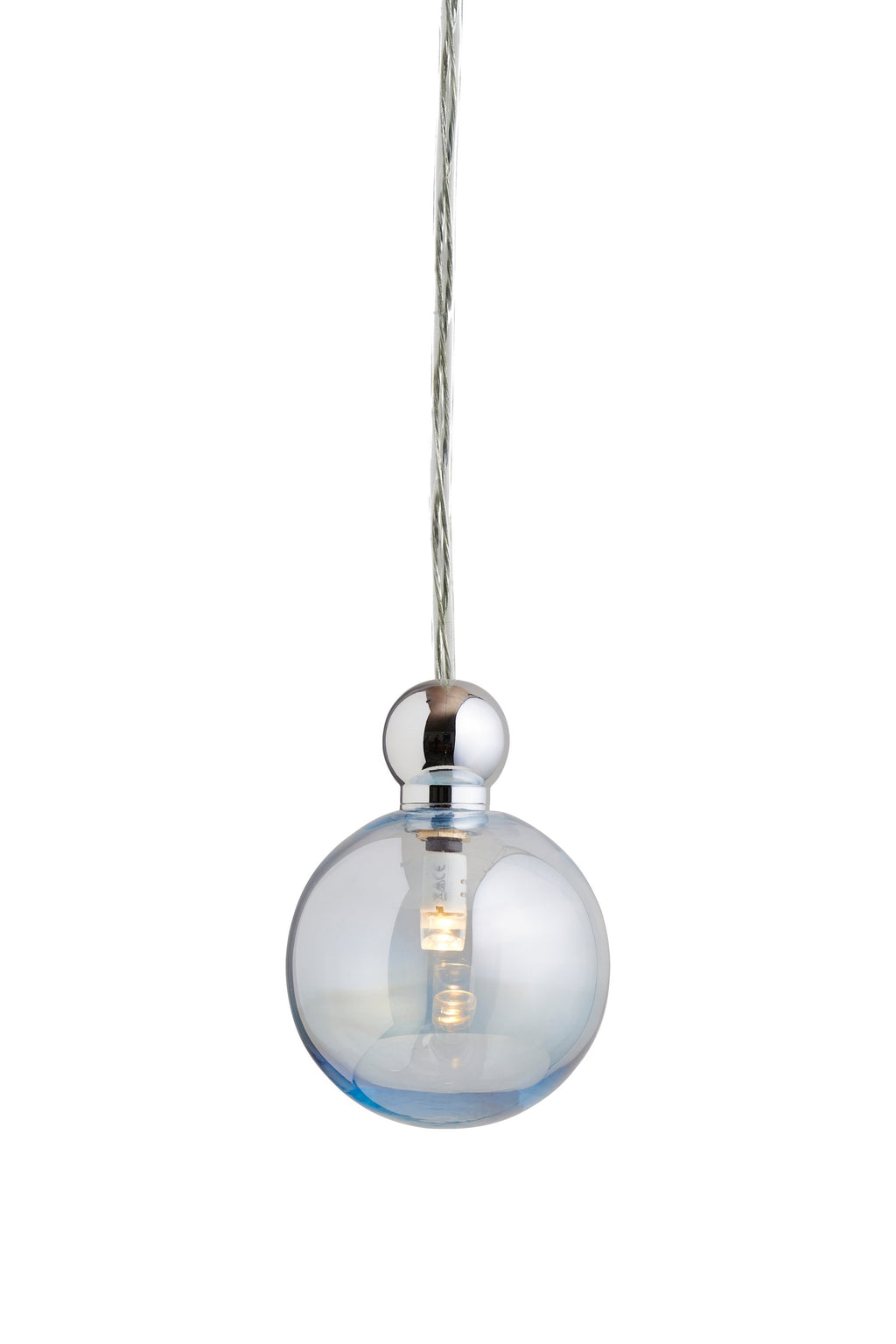 Uva M Topaz Blue / Silver pendant lamp, Ø7 cm