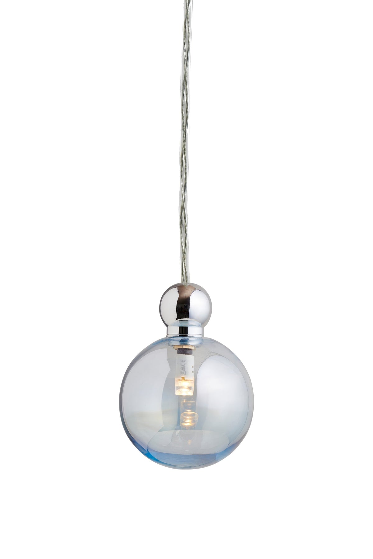 Uva M Topaz Blue / Silver pendant lamp, Ø7 cm