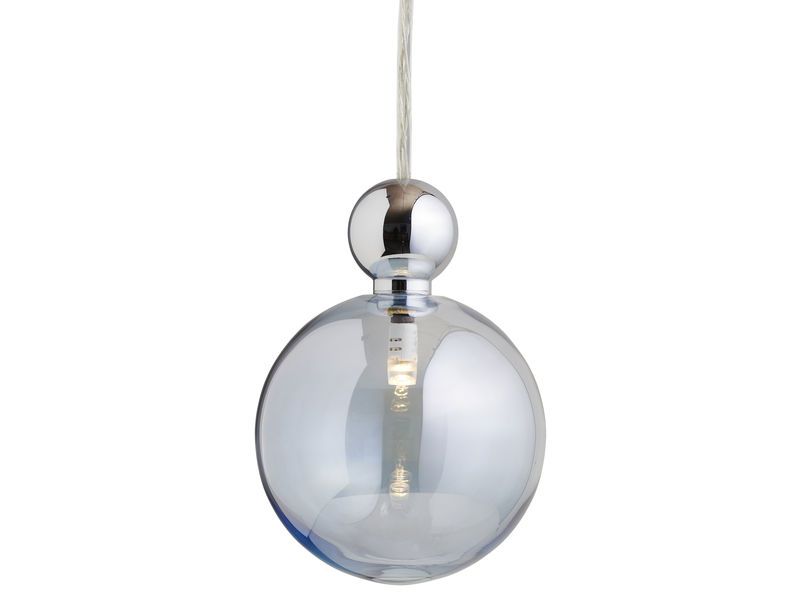 Uva L Topaz Blue / Silver pendant lamp, Ø10 cm