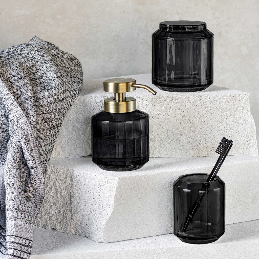 VISION 2-in-1 Black bathroom storage jar