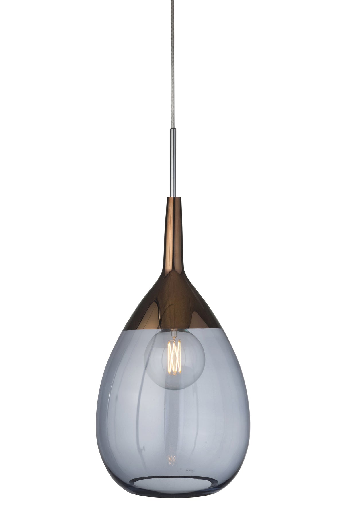 Lute XL Deep Blue / Copper pendant lamp, H70 cm