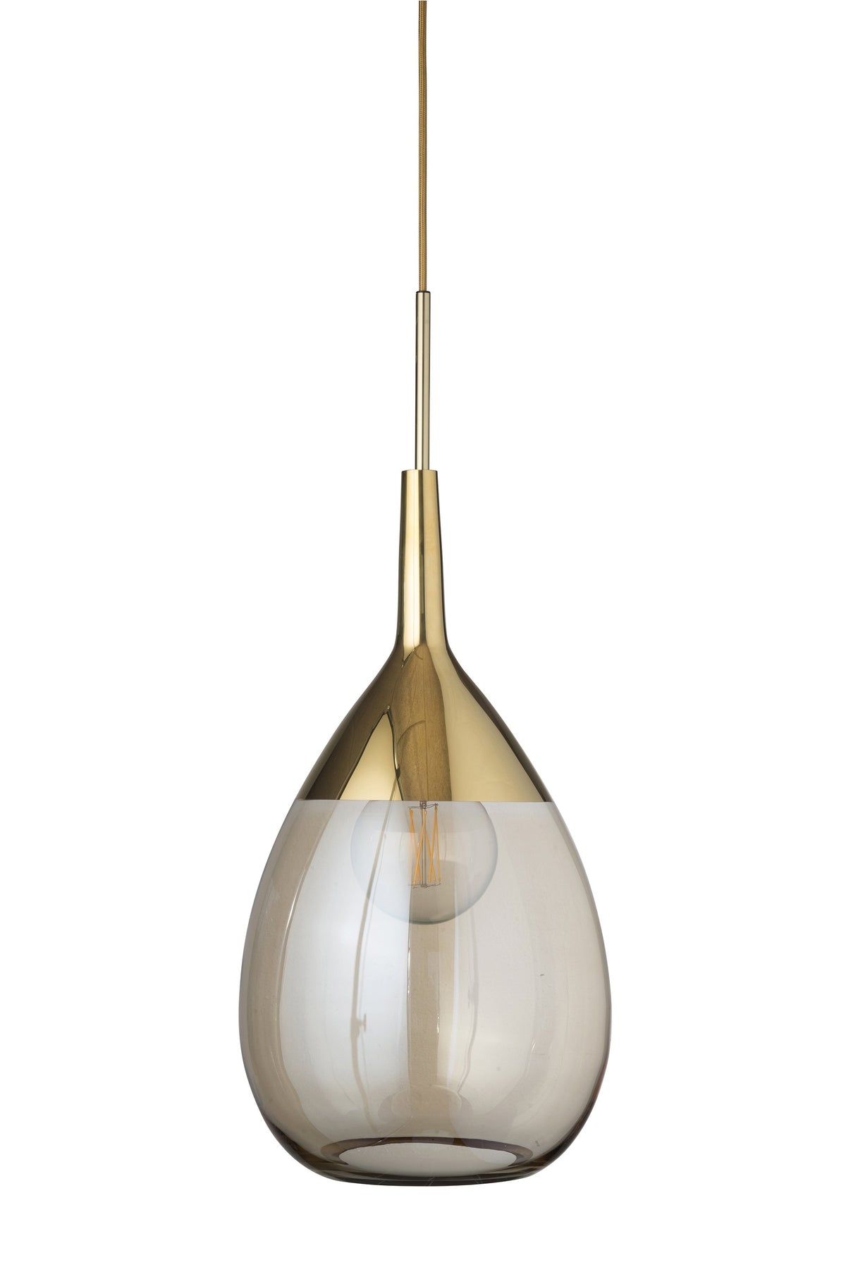 Lute XL Golden Smoke / Gold pendant lamp, H70 cm