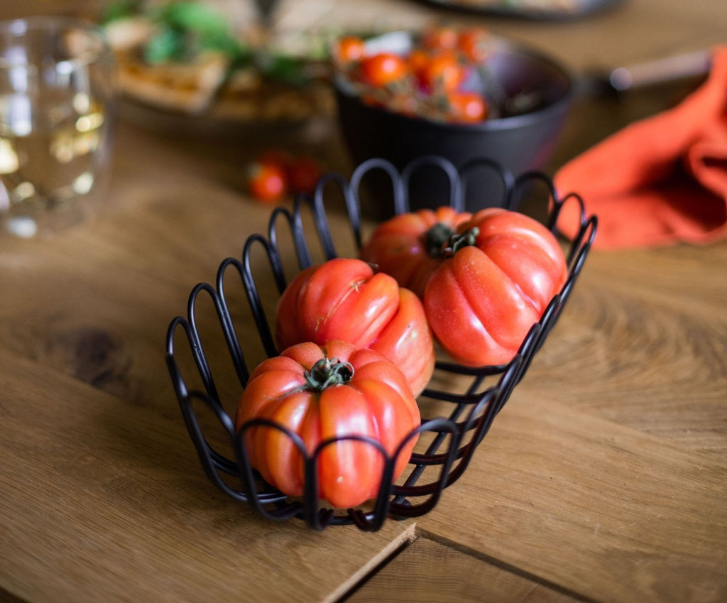 BLACK METAL OVAL fruit/vegetable bowl