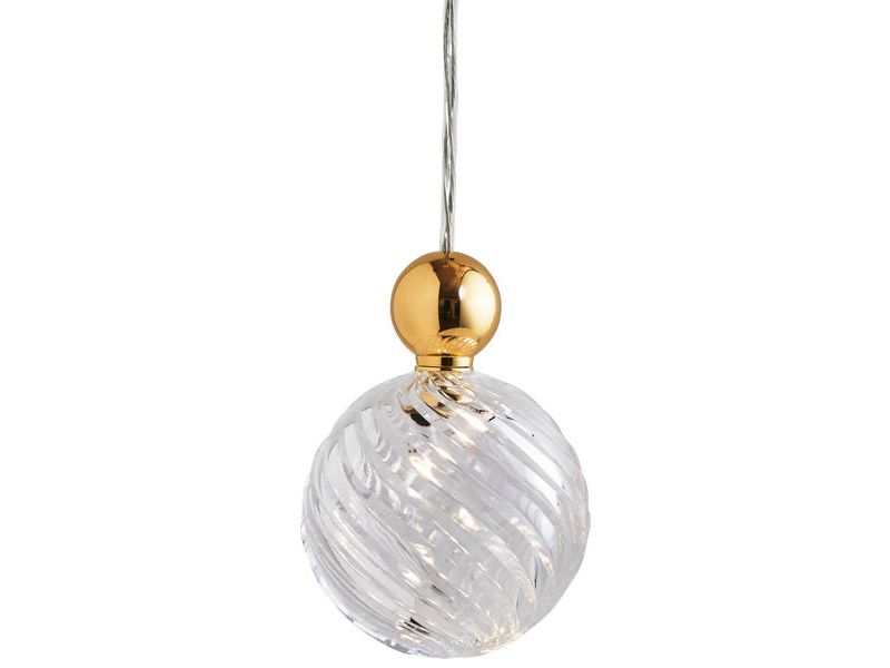 Uva L Crystal Swirl / Gold pendant lamp, Ø10 cm