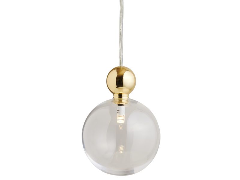 Uva L Clear / Gold pendant lamp, Ø10 cm