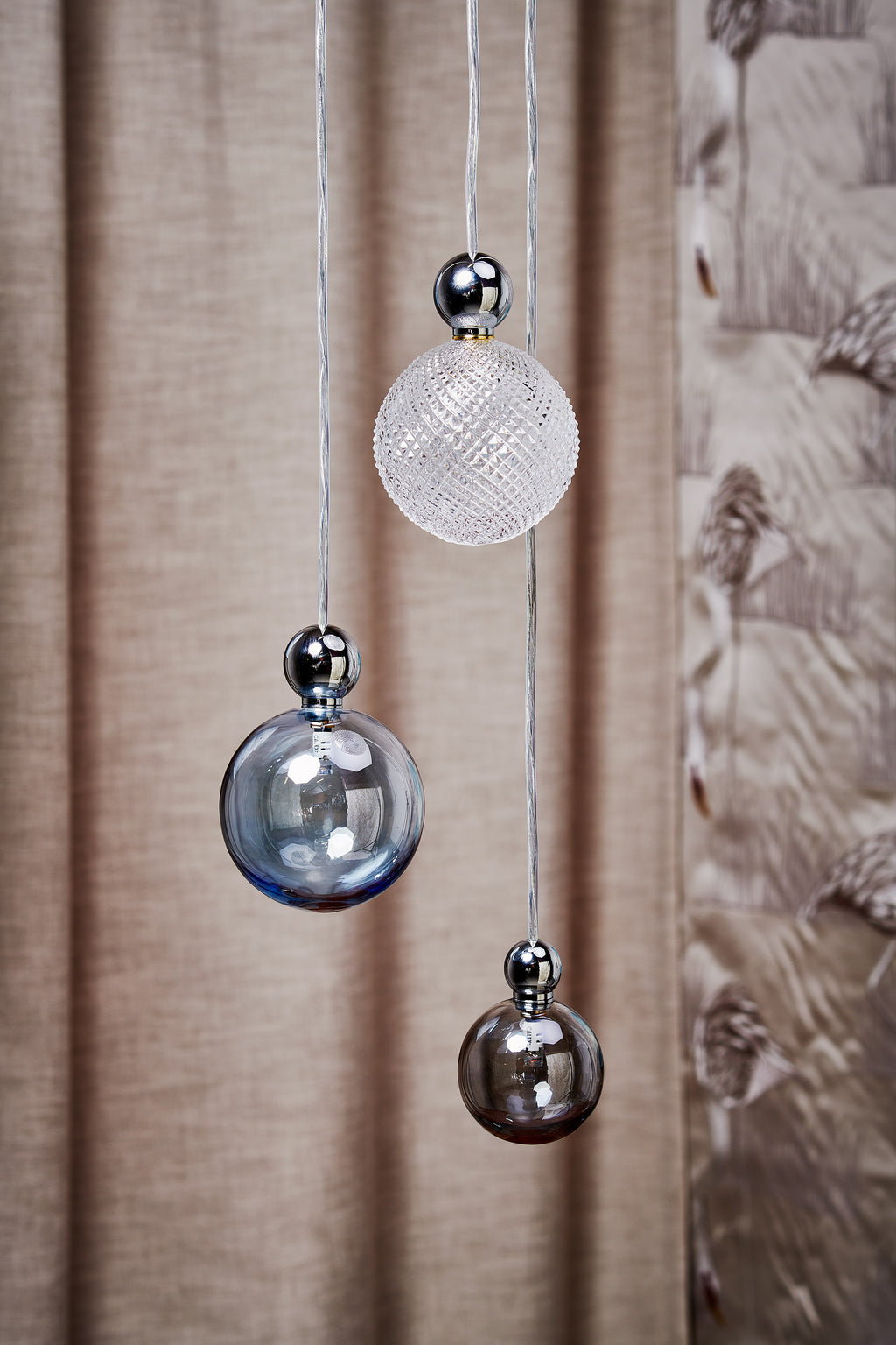 Uva L Crystal Mini Check / Silver pendant lamp, Ø10 cm