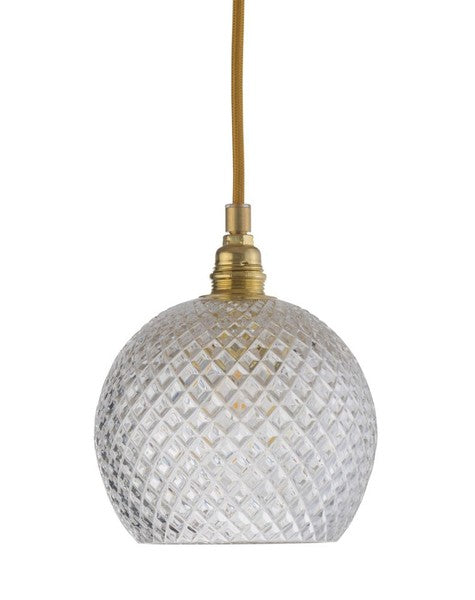 Rowan pendant lamp M Small Check Gold, Ø22 cm