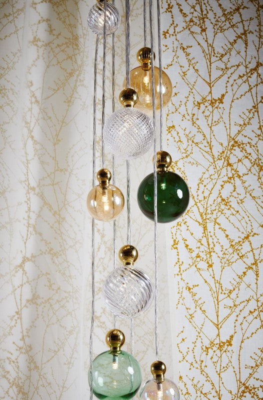 Uva L Crystal Small Check / Silver pendant lamp, Ø10 cm